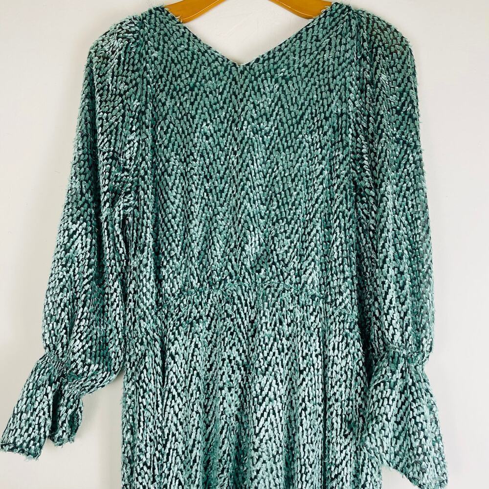 Cult Gaia Oona Dress Seafoam wrap dress with belt long sleeve size M - Picture 4 of 11